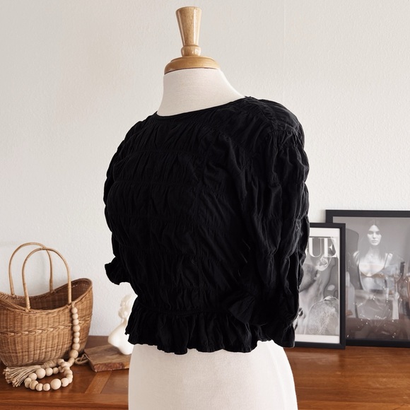 BLACK QUARTER SLEEVE STRETCHY TOP #0325 - Picture 5 of 9